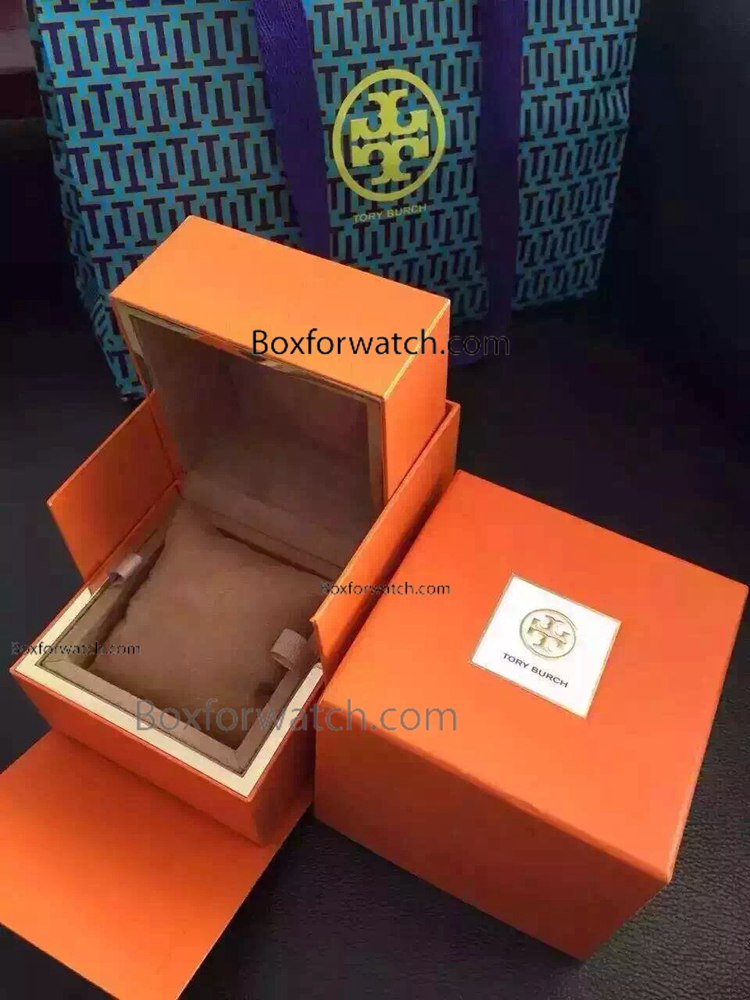 Copy Tory Burch Orange Hard Leather Watch Box / Small Size